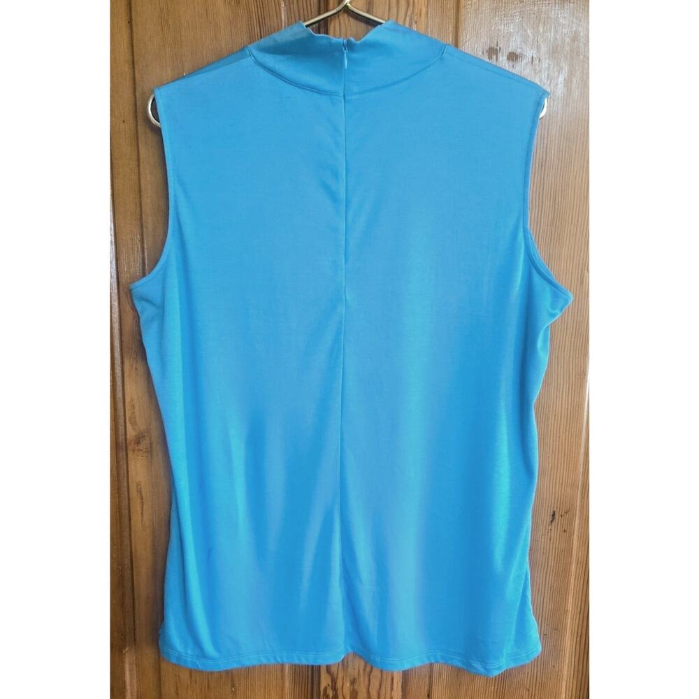 Talbots Women Sleeveless Casual Top Cowl Neck Shirt Soft Turquoise Plus 1X New - Picture 3 of 6
